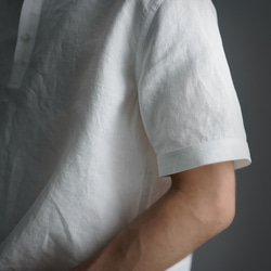 [wafu] 亞麻 Polo 衫 Polo 衫，超高密度亞麻/白 t053a-wt1 第7張的照片