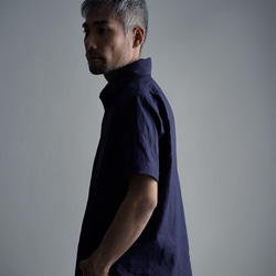 【wafu】Linen Polo Shirt ポロシャツ 超高密度リネン /黒紅色 くろべにいろ t053a-kbi1 4枚目の画像