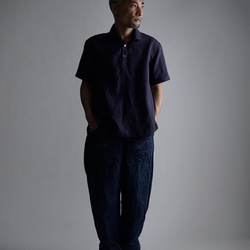 【wafu】Linen Polo Shirt ポロシャツ 超高密度リネン /黒紅色 くろべにいろ t053a-kbi1 5枚目の画像