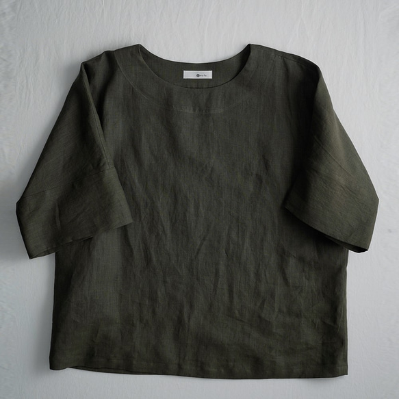 【wafu】Linen T-shirt リネンビッグT チュニック/柳煤竹(やなぎすすたけ) t041f-ysk1 8枚目の画像