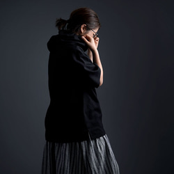 【wafu】Linen Hoodie ビックパーカー 男女兼用 /黒色 t047f-bck1 6枚目の画像
