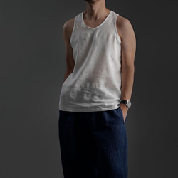 【wafu】Linen Tank Top Vネック ノースリーブ インナーとしても / 白色 p004g-wht1 2枚目の画像