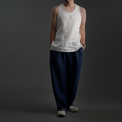 【wafu】Linen Tank Top Vネック ノースリーブ インナーとしても / 白色 p004g-wht1 4枚目の画像