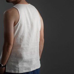 【wafu】Linen Tank Top Vネック ノースリーブ インナーとしても / 白色 p004g-wht1 5枚目の画像