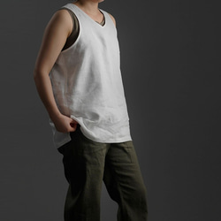 【wafu】Linen Tank Top Vネック ノースリーブ インナーとしても / 白色 p004g-wht1 7枚目の画像