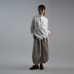 [wafu] 亞麻襯衫 青果領襯衫 / 白色 t036b-white 第3張的照片