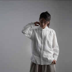 [wafu] 亞麻襯衫 青果領襯衫 / 白色 t036b-white 第6張的照片