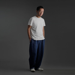 【wafu】Linen denim pants　デニムバギーパンツ 男女兼用　/インディゴ b011b-ind3 2枚目の画像