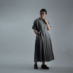 [wafu] 亞麻洋裝 2wey 洋裝也適合外套 / 暗色 (nibi-iro) a064a-nib1 第6張的照片