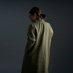 【wafu 入門編】数量限定！Linen Dress シャーリングハイネック ドレス/やなぎぞめa008f-ygz2 6枚目の画像