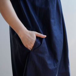 [學徒作品] 前褶裙棉麻適中薄#訓練/海軍藍a002e-neb1 第7張的照片