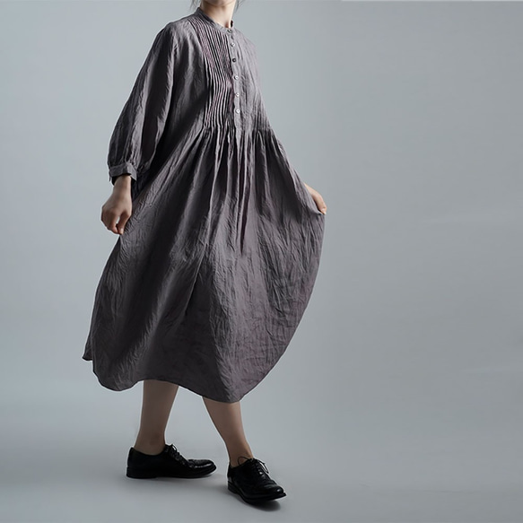 wafu】【受注製作】Linen Dress 超高密度リネン ピンタック