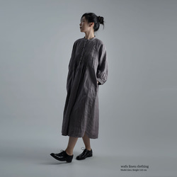 【wafu】【受注製作】Linen Dress 超高密度リネン ピンタックワンピース /茶鼠 a006b-cnz1 3枚目の画像