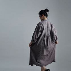 【wafu】【受注製作】Linen Dress 超高密度リネン ピンタックワンピース /茶鼠 a006b-cnz1 5枚目の画像