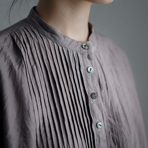 【美品】wafu. 超高密度リネン ギャザーワンピース　リネン100% wafu】【受注製作】Linen Dress 超高密度リネン ピンタック
