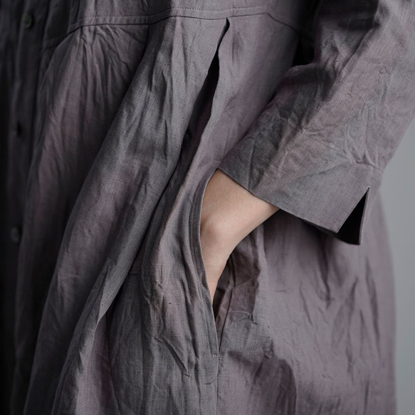 【wafu】【受注製作】Linen Dress 超高密度リネン ワンピース / 茶鼠(ちゃねずみ) a013j-cnz1 9枚目の画像