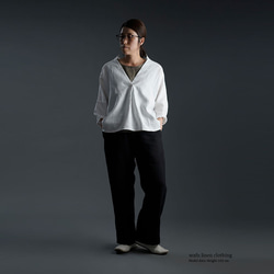 Linen Pants リラックスパンツ リネンパンツ/ブラック b001o-bck2 2枚目の画像