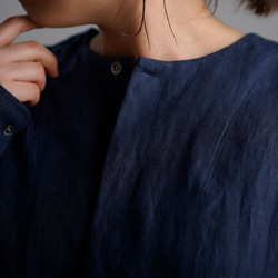 [wafu] 超大亞麻襯衫 Hiyoku 大襯衫男女通用 / 深藍色 t021e-tmk1 第6張的照片
