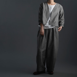 【wafu】Linen two piece set 上下セット / 超高密度ヘリンボーン x002a-gys2 1枚目の画像