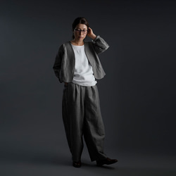 【wafu】Linen two piece set 上下セット / 超高密度ヘリンボーン x002a-gys2 2枚目の画像