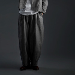 【wafu】Linen two piece set 上下セット / 超高密度ヘリンボーン x002a-gys2 7枚目の画像