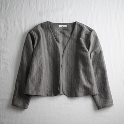 【wafu】Linen two piece set 上下セット / 超高密度ヘリンボーン x002a-gys2 9枚目の画像