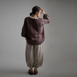 Linen Top ふんわり袖ガゼットブラウス / 小豆色(あずきいろ) t011e-azk2 6枚目の画像