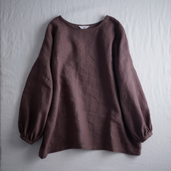 Linen Top ふんわり袖ガゼットブラウス / 小豆色(あずきいろ) t011e-azk2 10枚目の画像