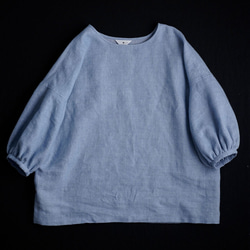 Linen Top 表面起毛 ふんわり袖 ガゼットブラウス /水色 t011f-blu2 10枚目の画像