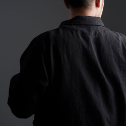 [wafu] 亞麻夾克連身服男女通用 / 黑色 h031c-bck2 第9張的照片