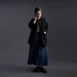 【L】Linen Jacket　カバーオール 男女兼用 /ブラック h031c-bck2-l 5枚目の画像