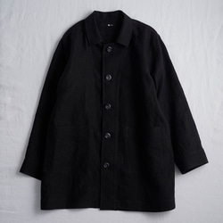 【L】Linen Jacket　カバーオール 男女兼用 /ブラック h031c-bck2-l 10枚目の画像