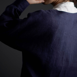 【wafu プレミアム】Linen 起毛 ノーカラーシャツジャケット / ネイビー t036c-neb3 9枚目の画像