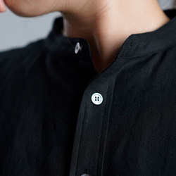 亞麻襯衫 燈籠袖襯衫/黑色 t007c-bck1 第5張的照片