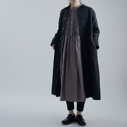 Linen Coat ステンカラー コート / 黒色 h004e-bck2 1枚目の画像