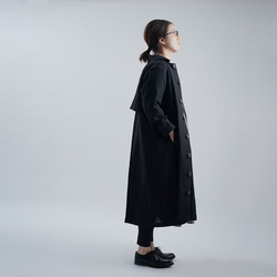 Linen Coat ステンカラー コート / 黒色 h004e-bck2 3枚目の画像