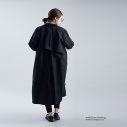 Linen Coat ステンカラー コート / 黒色 h004e-bck2 4枚目の画像