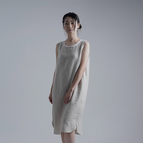 【wafu】Linen Slip Dress インナー ワンピース/亜麻ナチュラル p004n-amn1 1枚目の画像