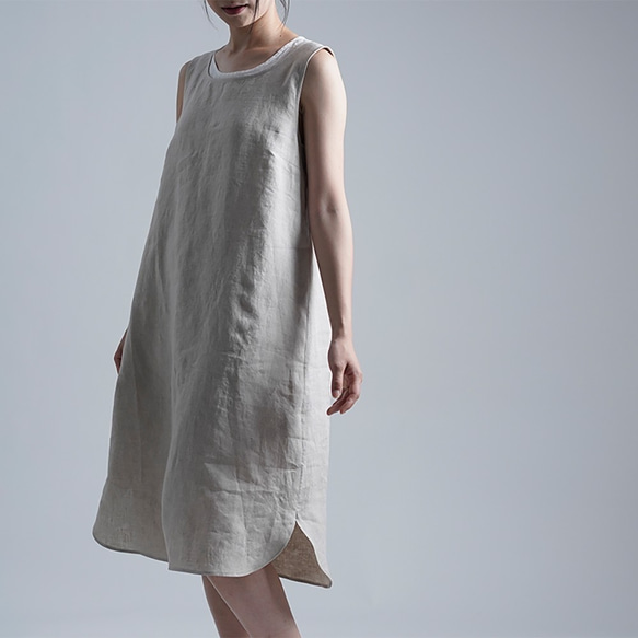 [L size] [wafu] Linen Slip Dress Inner Dress/Flax Natural p004n- 第2張的照片