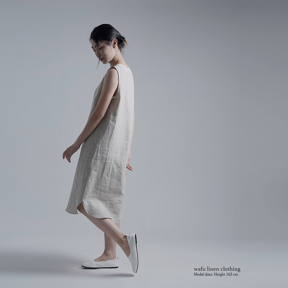 [L size] [wafu] Linen Slip Dress Inner Dress/Flax Natural p004n- 第4張的照片