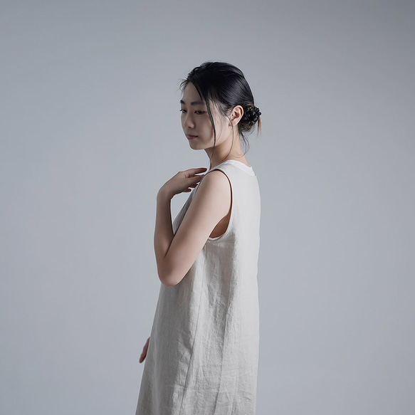 [L size] [wafu] Linen Slip Dress Inner Dress/Flax Natural p004n- 第1張的照片