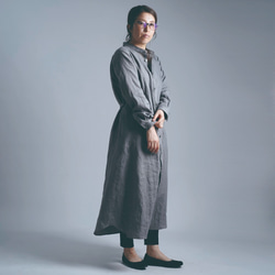 【Lサイズ】Linen Dress シャツテール ワンピース/鈍色(にびいろ) a015c-nib1-l 3枚目の画像