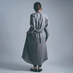 【Lサイズ】Linen Dress シャツテール ワンピース/鈍色(にびいろ) a015c-nib1-l 4枚目の画像