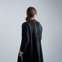 【wafu【受注製作】】Linen Dress　アオザイ　ピンタックワンピース / ブラック a089a-bck2 5枚目の画像