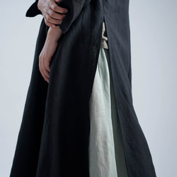 【wafu【受注製作】】Linen Dress　アオザイ　ピンタックワンピース / ブラック a089a-bck2 8枚目の画像