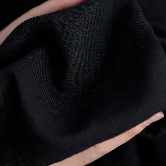 【wafu【受注製作】】Linen Dress　アオザイ　ピンタックワンピース / ブラック a089a-bck2 10枚目の画像