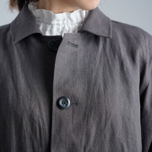 wafu】Linen Jacket カバーオール 男女兼用 厚地ツイル / マホガニー