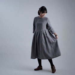 [wafu] 亞麻洋裝 鍵盤褶皺洋裝 中等重量布料/鋼灰色 a013s-stg2 第6張的照片