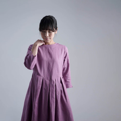 適合春裝！ [Wafu] 亞麻連衣裙鍵盤褶襉一件超高密度亞麻/淡紫色 a013r-fji1 第2張的照片