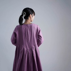 適合春裝！ [Wafu] 亞麻連衣裙鍵盤褶襉一件超高密度亞麻/淡紫色 a013r-fji1 第5張的照片